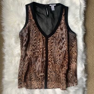 Bar III Black / Brown Sleeveless Blouse Top